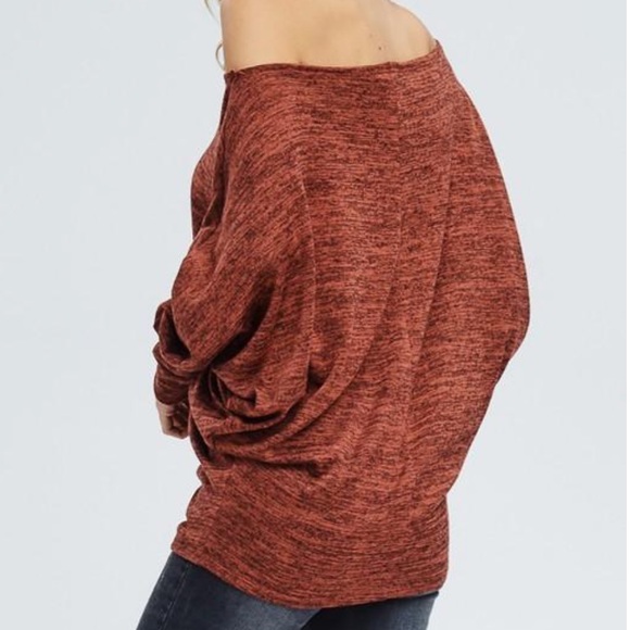 Marbled Knit Dolman Top Rust - Picture 3 of 7